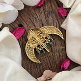 Vriksham Traditional Gold Finish Lakshmi With Peacock Jada Billai-Green Bead-G19273
